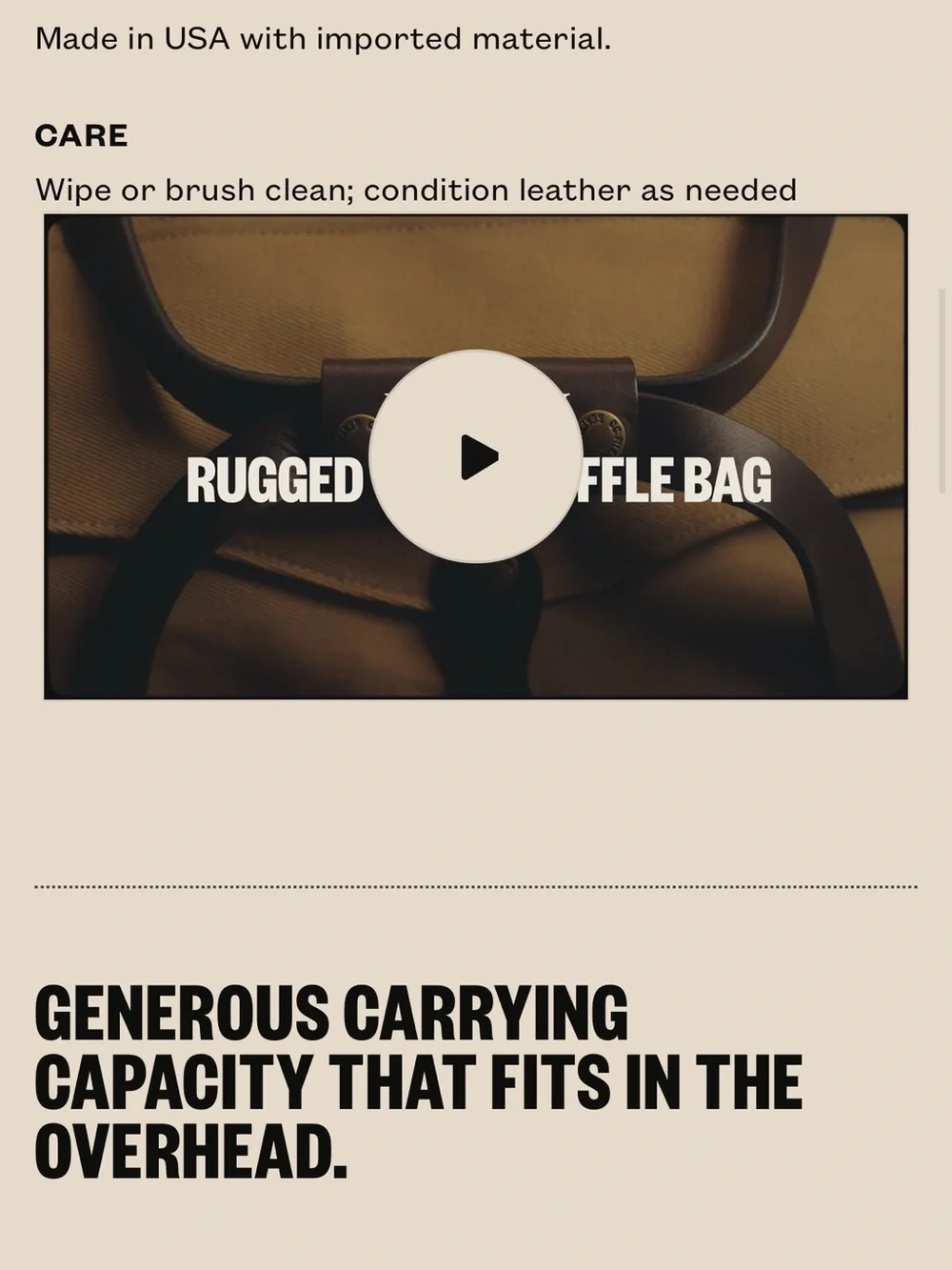 Filson MEDIUM RUGGED TWILL DUFFLE BAG
